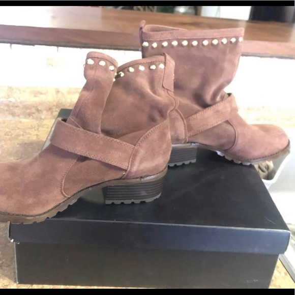 INC Moto Henri suede stud boots in nutmeg New - Picture 10 of 14